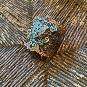✨🌟Copper Silverwear Plate Vintage Filigree Cuff✨